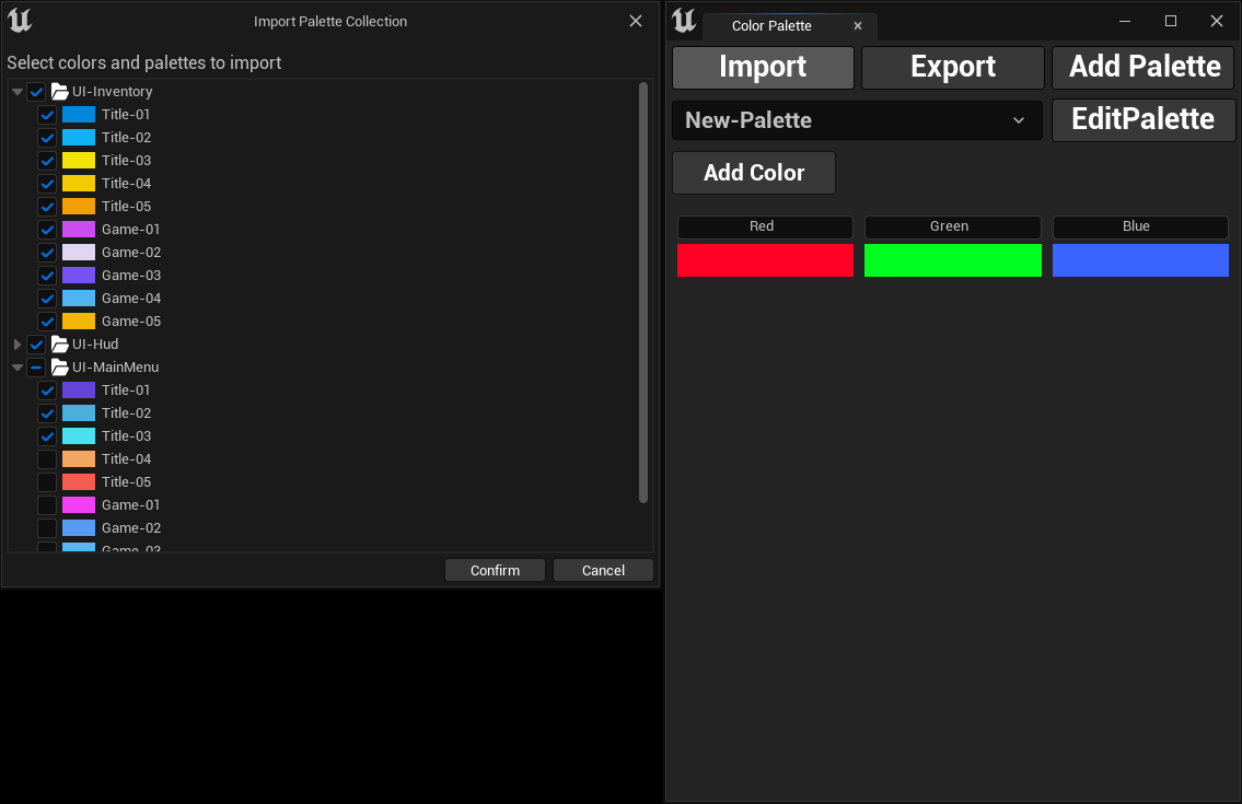 Import Palettes