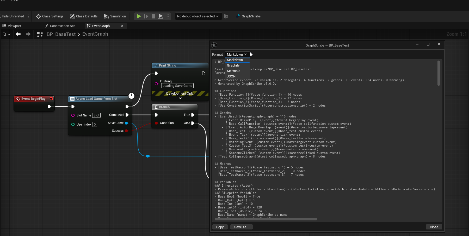 GraphScribe export dialog with the format combo and live preview