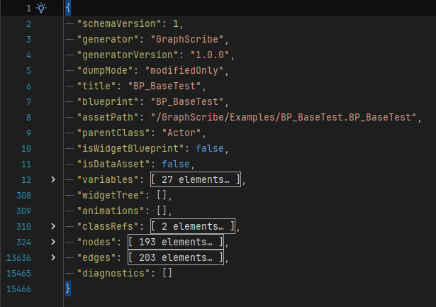 The version stamps at the root of a JSON export