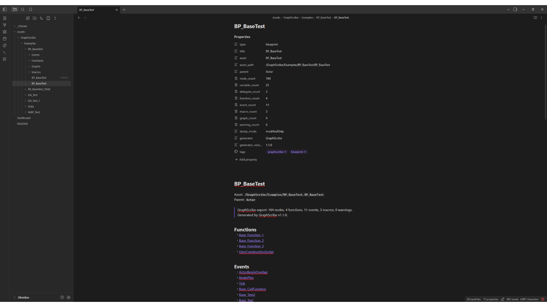 The vault opened in Obsidian showing an actor note